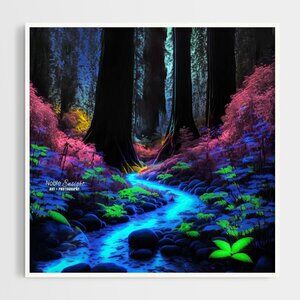 8x8 Or 8x10 Trippy Forest Wall Art Watercolor Oil Painting‎ Print
